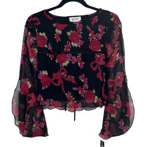 Amy Byer Black Red Floral Blouse NWT Girls XL (16)